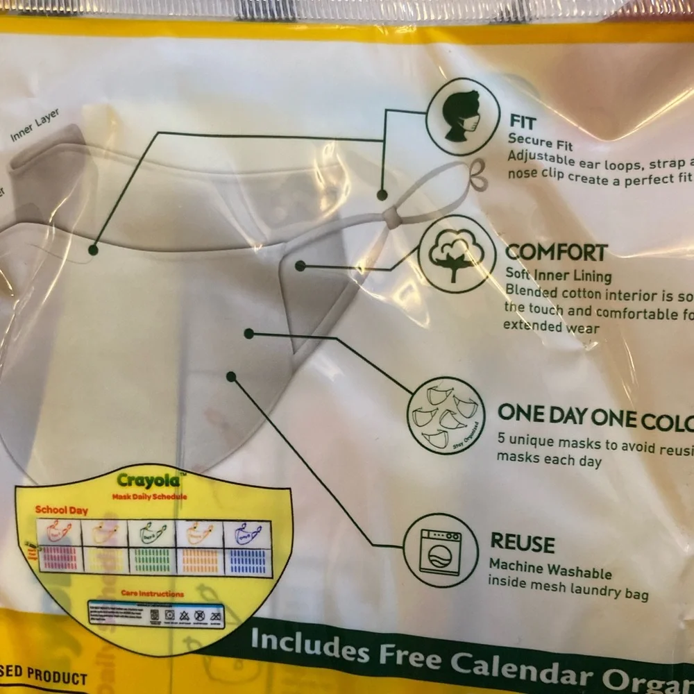NEW Crayola Kids School Mask Pack (5 pack)